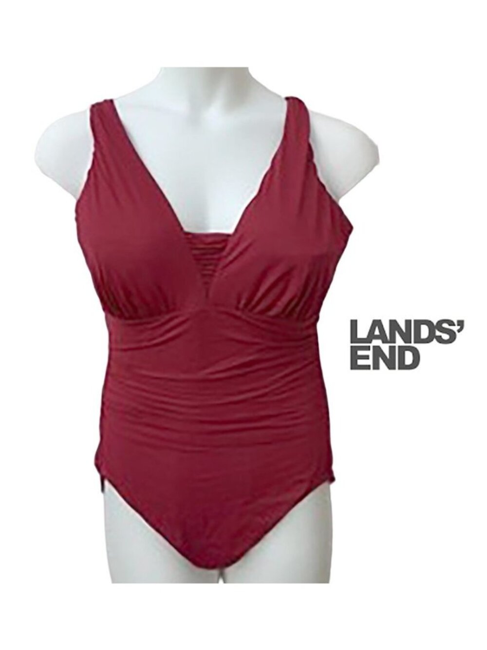 Lands' End Red Grecian SlenderSuit One Piece Swimsuit, 10DD cup, worn 2x